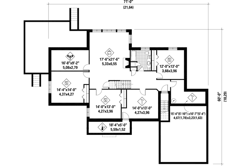 Home Plan - Floor Plan - Lower Floor for Country House Plan #25-4621 - 4 bed, 2 bath
