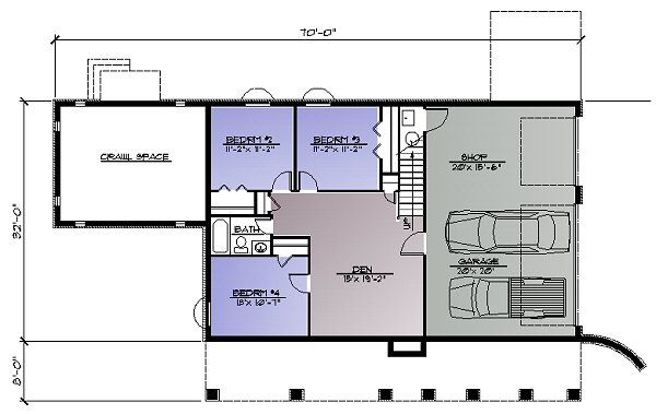Ranch Floor Plan - Lower Floor Plan #123-106