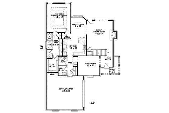 Floor Plan - Main Floor for European House Plan #81-749 - 4 bed, 2.5 bath