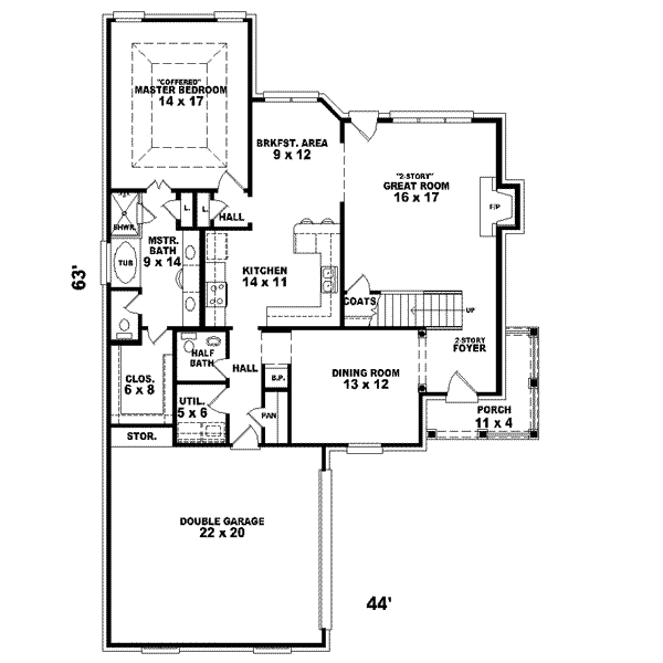 Floor Plan - Main Floor for European House Plan #81-749 - 4 bed, 2.5 bath