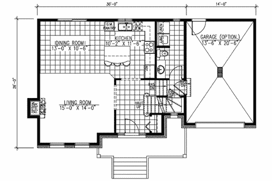 Floor Plan - Main Floor for European House Plan #138-300 - 3 bed, 1.5 bath