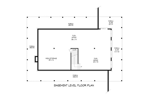 Floor Plan - Lower Floor for Farmhouse House Plan #932-1079 - 3 bed, 2.5 bath