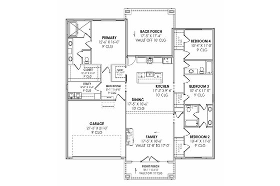 Floor Plan - Main Floor for Modern House Plan #1096-101 - 4 bed, 3 bath