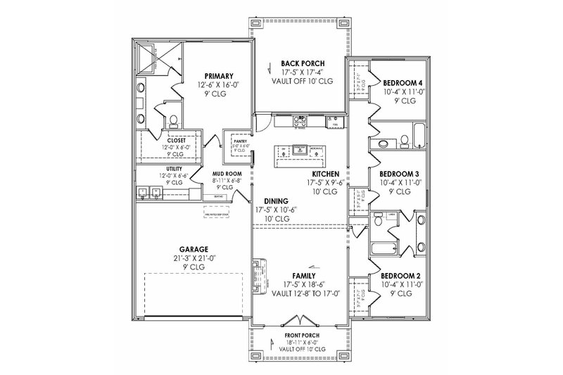 Dream House Plan - Floor Plan - Main Floor for Modern House Plan #1096-101 - 4 bed, 3 bath