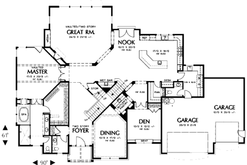 Architectural House Design - Floor Plan - Main Floor for European House Plan #48-359 - 4 bed, 4 bath