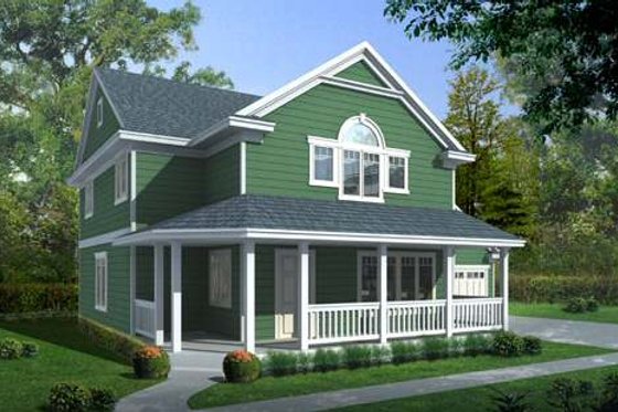 Exterior - Front Elevation for Farmhouse House Plan #100-469 - 3 bed, 2.5 bath