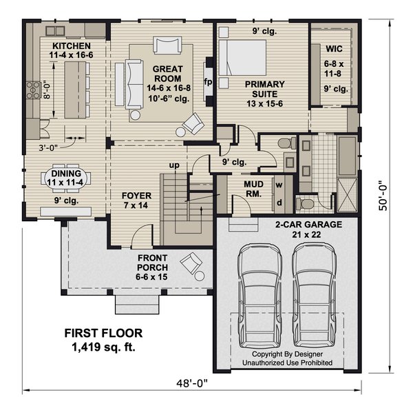 Home Plan - Farmhouse Floor Plan - Main Floor Plan #51-1422