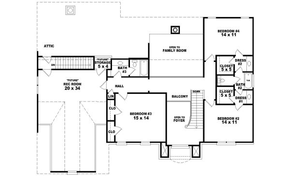 European Floor Plan - Upper Floor Plan #81-1053