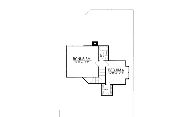 Floor Plan - Upper Floor for European House Plan #40-436 - 4 bed, 3 bath