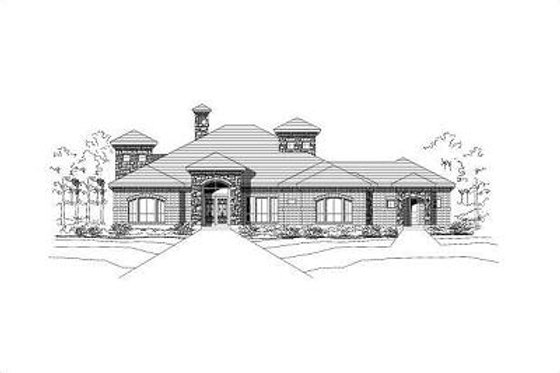 Exterior - Front Elevation for European House Plan #411-284 - 4 bed, 3 bath