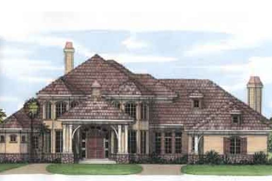 Exterior - Front Elevation for European House Plan #115-181 - 4 bed, 5 bath