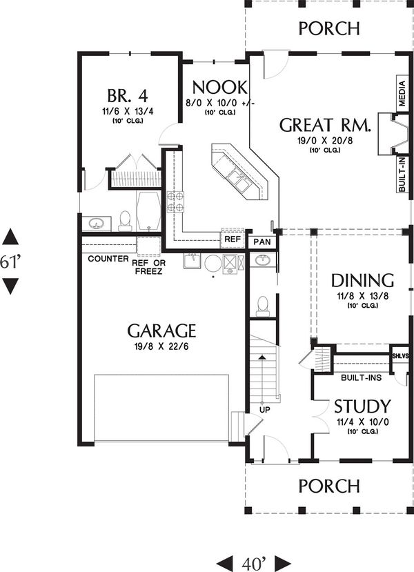 Colonial Floor Plan - Main Floor Plan #48-648