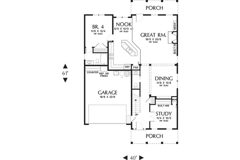 Architectural House Design - Floor Plan - Main Floor for Colonial House Plan #48-648 - 4 bed, 3.5 bath