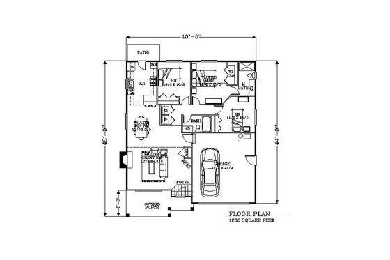 Floor Plan - Main Floor for Craftsman House Plan #53-428 - 3 bed, 2 bath