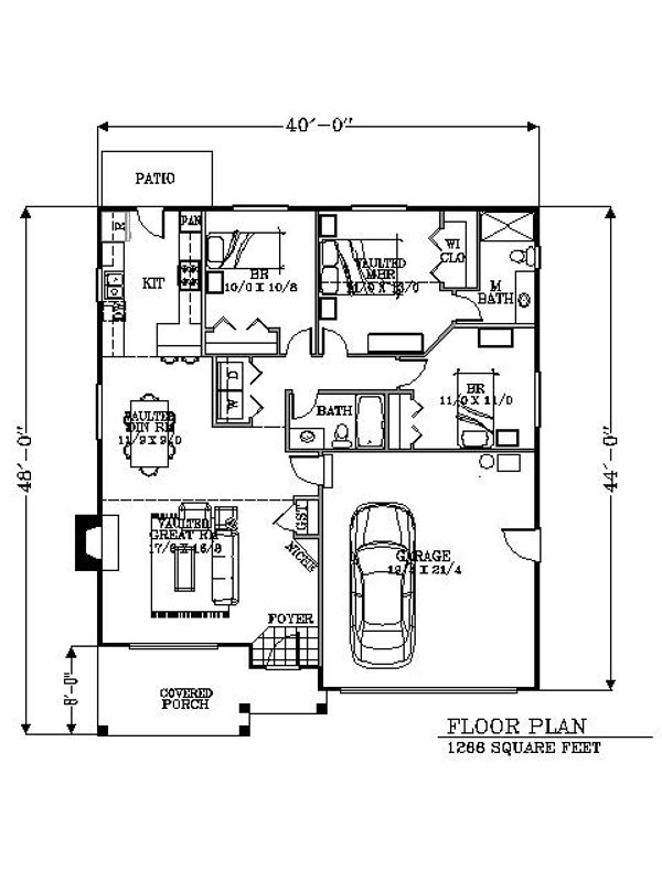 Floor Plan - Main Floor for Craftsman House Plan #53-428 - 3 bed, 2 bath