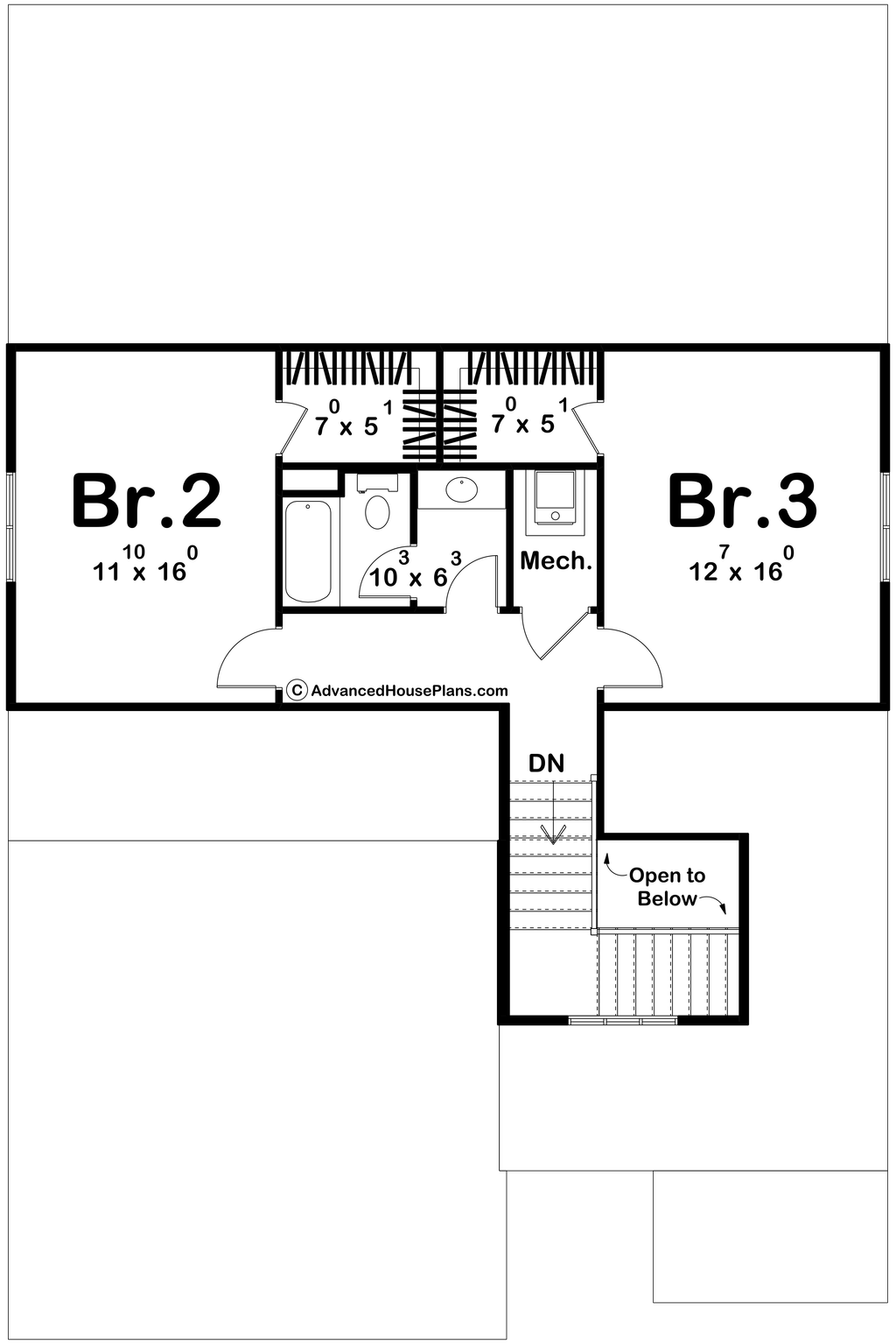 Floor Plan - Upper Floor for Farmhouse House Plan #455-780 - 3 bed, 2.5 bath