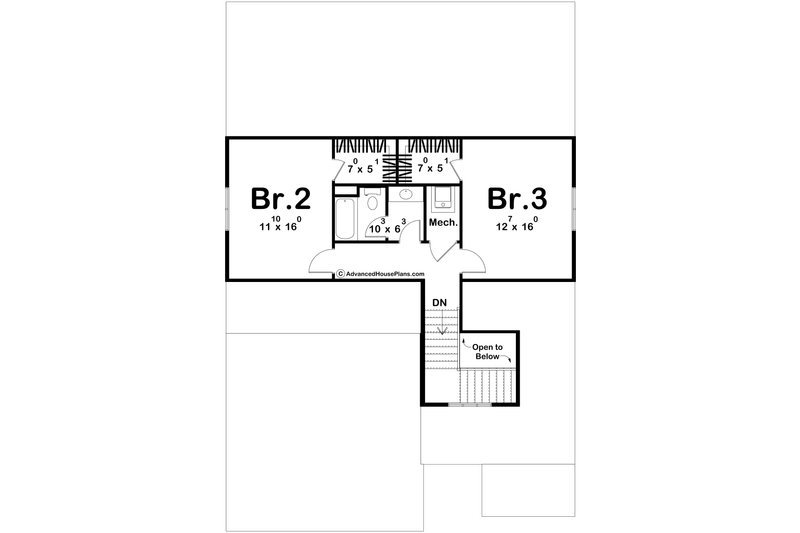 Architectural House Design - Floor Plan - Upper Floor for Farmhouse House Plan #455-780 - 3 bed, 2.5 bath