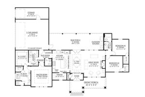 Floor Plan - Main Floor for Farmhouse House Plan #1074-7 - 3 bed, 2.5 bath