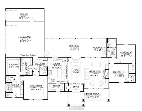 Farmhouse Floor Plan - Main Floor Plan #1074-7