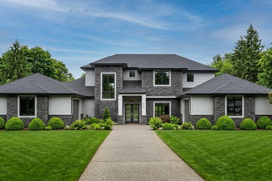 Exterior - Front Elevation for Modern House Plan #1064-19 - 4 bed, 2 bath