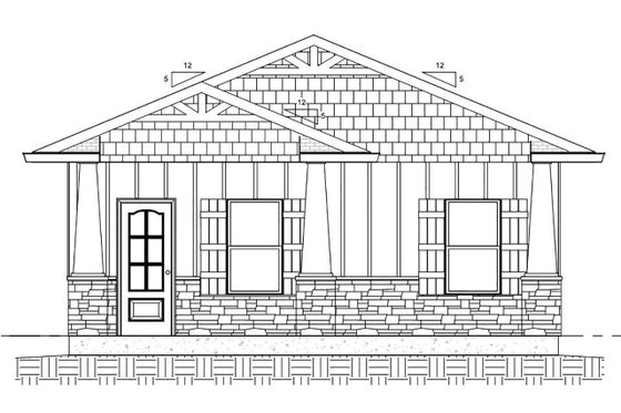 Exterior - Front Elevation 3 for Ranch House Plan #1077-6 - 1 bed, 1 bath