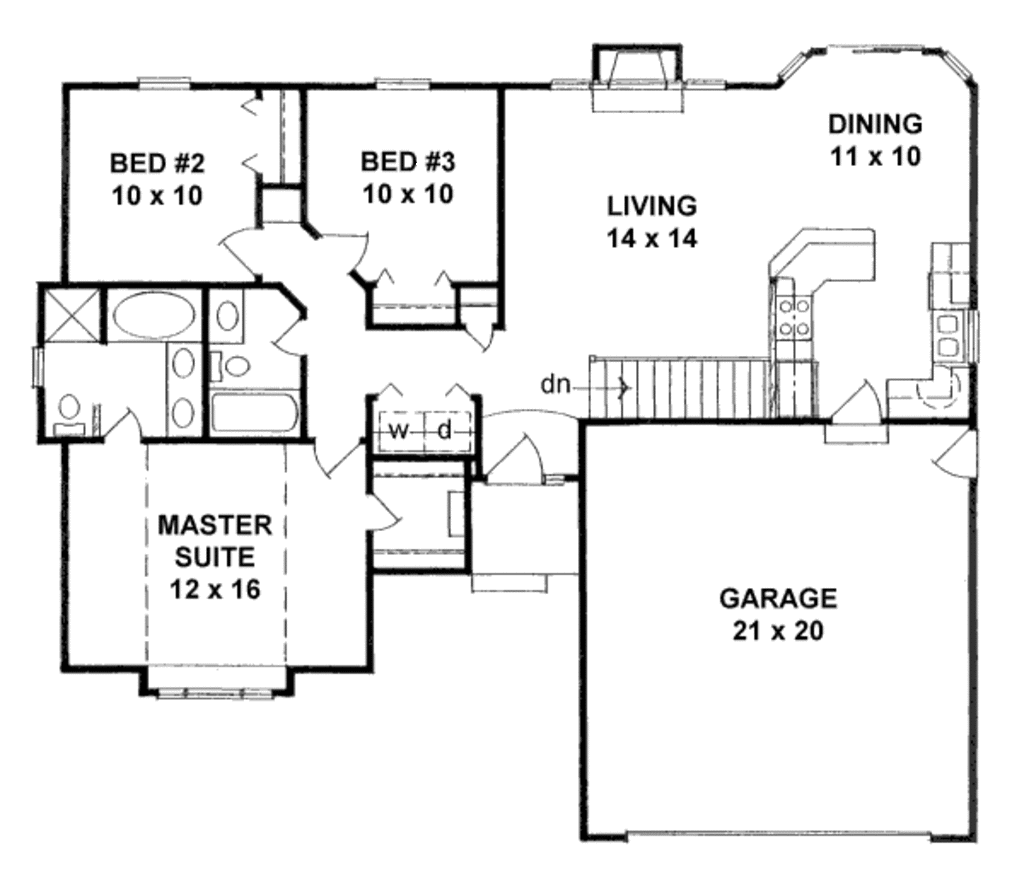 Ranch Style House Plan 3 Beds 2 Baths 1162 Sq Ft Plan 58 159