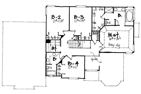 Floor Plan - Upper Floor for Traditional House Plan #308-233 - 4 bed, 2.5 bath