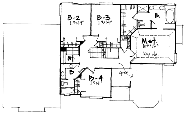 Traditional Floor Plan - Upper Floor Plan #308-233