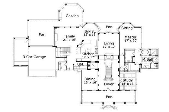 Floor Plan - Main Floor for European House Plan #411-511 - 4 bed, 3.5 bath