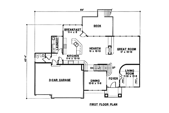 Floor Plan - Main Floor for European House Plan #67-176 - 4 bed, 4 bath
