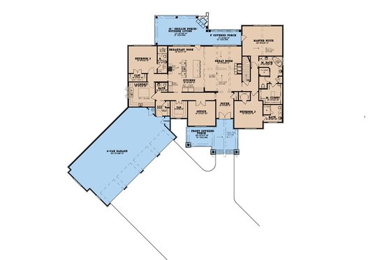 Floor Plan - Main Floor for Craftsman House Plan #923-290 - 3 bed, 4.5 bath