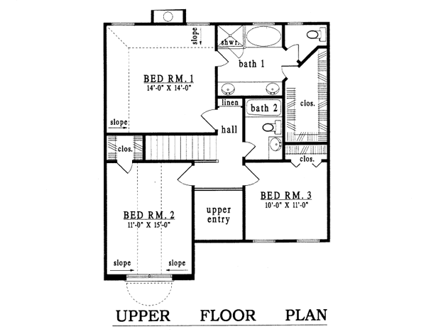 Traditional Floor Plan - Upper Floor Plan #42-211