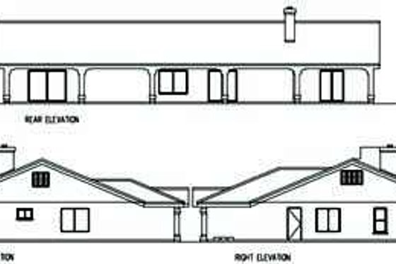 Exterior - Rear Elevation for Ranch House Plan #1-702 - 4 bed, 2.5 bath
