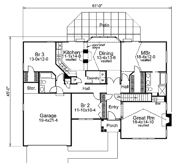 Architectural House Design - Traditional Floor Plan - Main Floor Plan #57-303