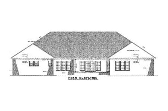 Exterior - Rear Elevation for Southern House Plan #17-638 - 4 bed, 2.5 bath