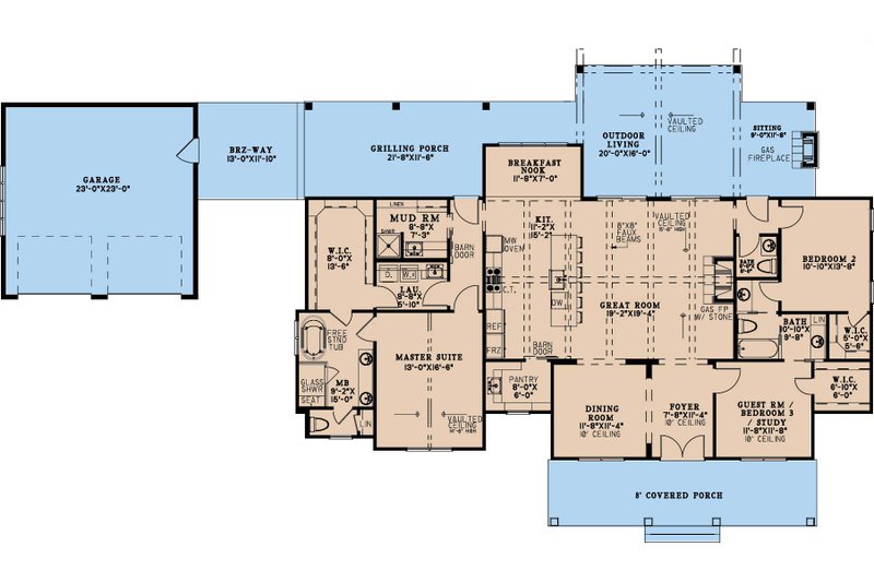 Dream House Plan - Floor Plan - Main Floor for Farmhouse House Plan #923-369 - 3 bed, 2.5 bath