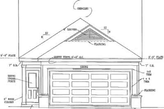 Exterior - Rear Elevation for Cottage House Plan #81-160 - 2 bed, 2 bath