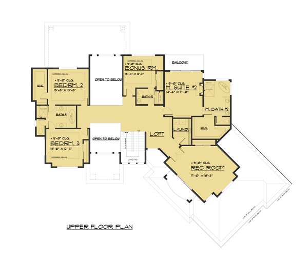 Architectural House Design - Contemporary Floor Plan - Upper Floor Plan #1066-73