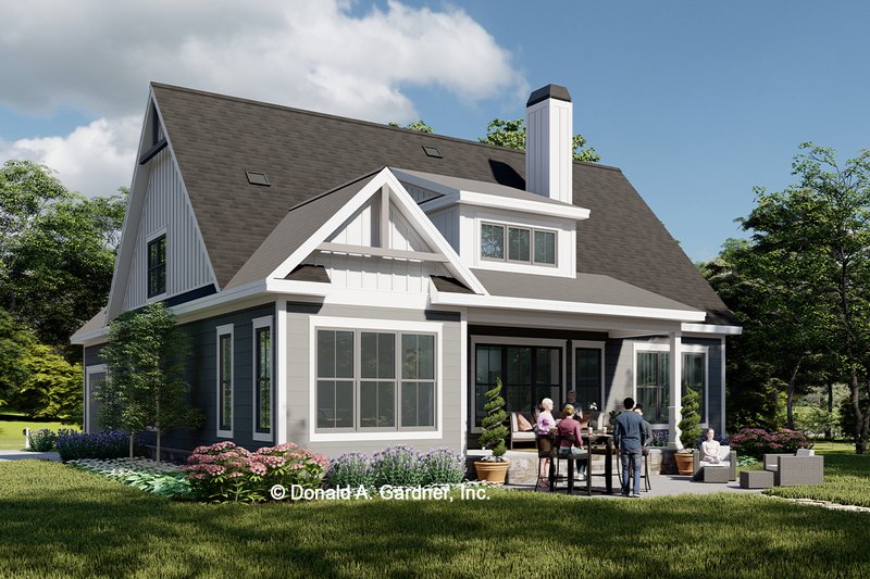 House Blueprint - Exterior - Rear Elevation 1 for Cottage House Plan #929-1180 - 3 bed, 2.5 bath