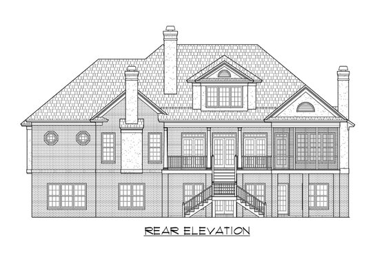 Exterior - Rear Elevation 1 for Country House Plan #1054-87 - 4 bed, 3.5 bath