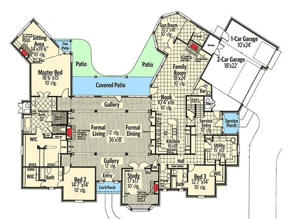 Dream House Plan - European Floor Plan - Main Floor Plan #310-664