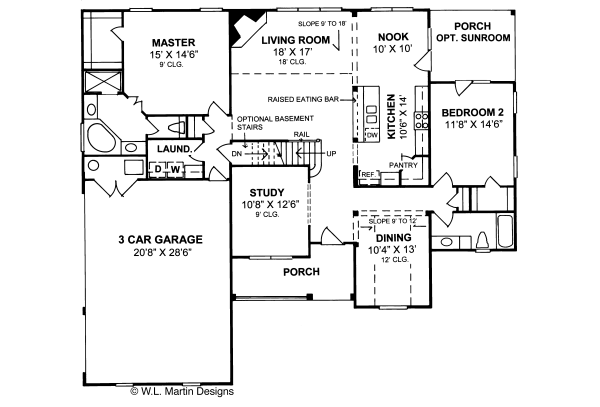 Architectural House Design - Traditional Floor Plan - Main Floor Plan #20-344