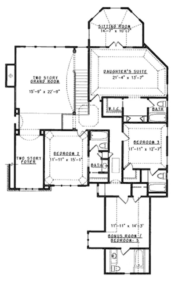 Architectural House Design - European Floor Plan - Upper Floor Plan #54-162