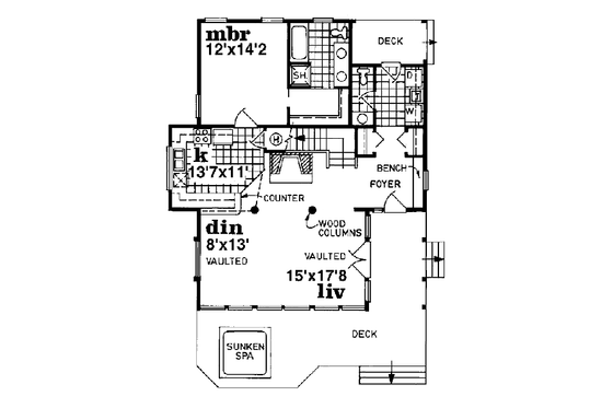 Floor Plan - Main Floor for Contemporary House Plan #47-367 - 3 bed, 2.5 bath