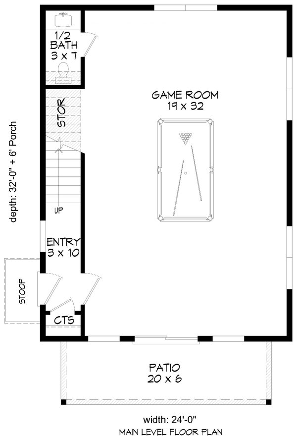 Southern Floor Plan - Main Floor Plan #932-1000