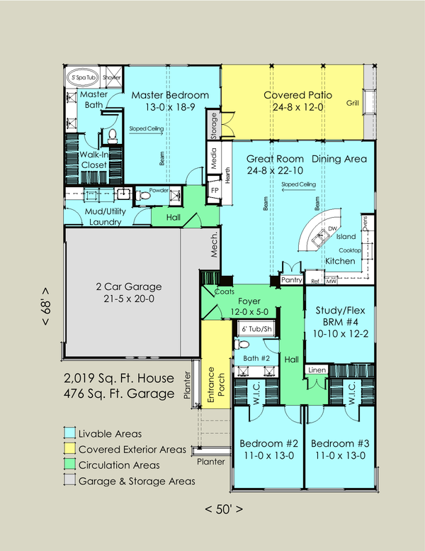 House Blueprint - Contemporary Floor Plan - Main Floor Plan #489-6
