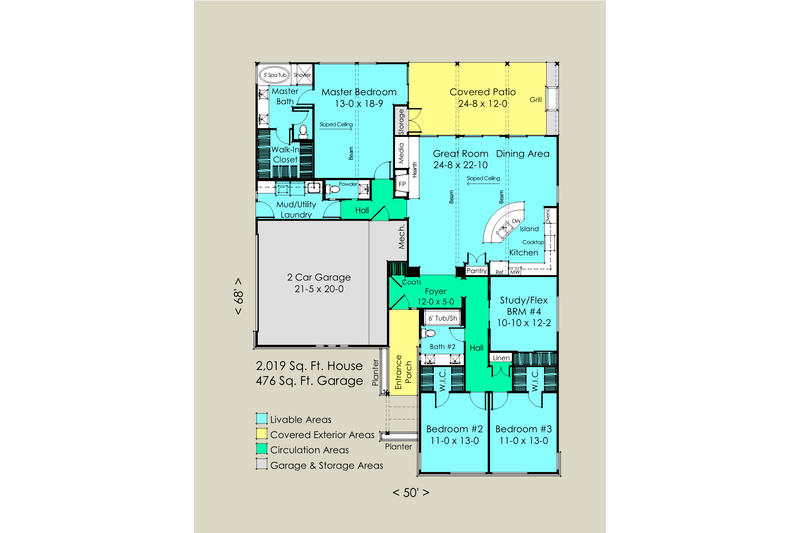 Architectural House Design - Floor Plan - Main Floor for Contemporary House Plan #489-6 - 4 bed, 2.5 bath