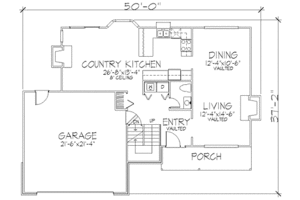 Floor Plan - Main Floor for Country House Plan #320-436 - 3 bed, 2.5 bath