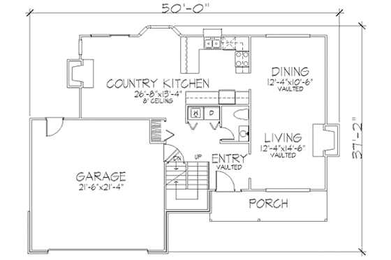 Floor Plan - Main Floor for Country House Plan #320-436 - 3 bed, 2.5 bath