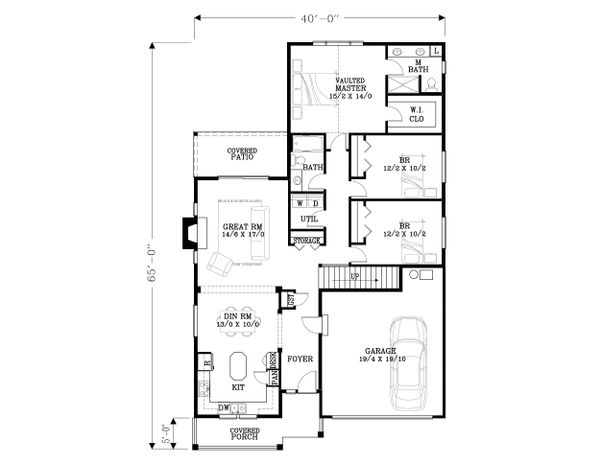 Craftsman Floor Plan - Main Floor Plan #53-481